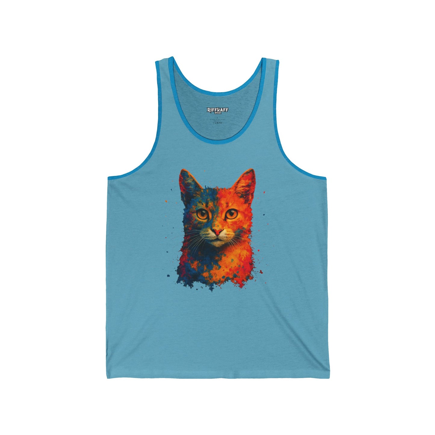 Colorful Cat Unisex Jersey Tank - Vibrant Graphic Tee for Animal Lovers - Riff Raff Wear