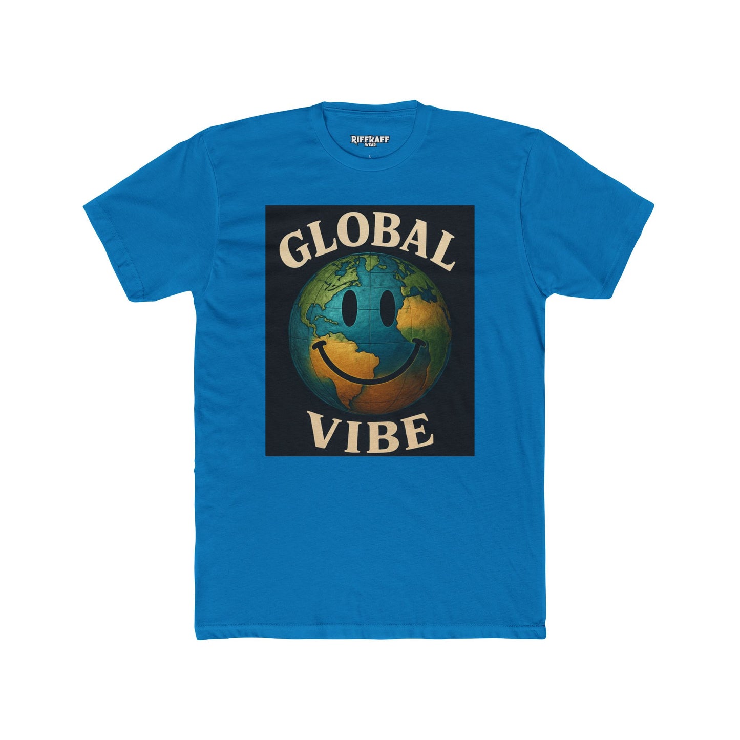 Global Vibe Unisex Cotton Crew Tee - Positive Earth Design for Eco Lovers - Riff Raff Wear