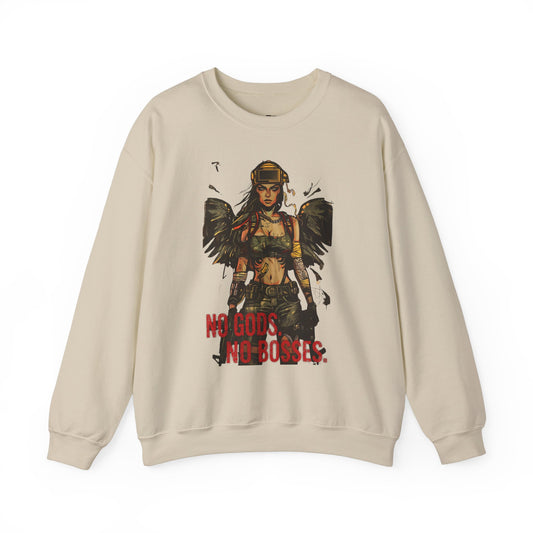 No Gods No Bosses Unisex Crewneck Sweatshirt - Empowering Streetwear for Rebels - Riff Raff Wear