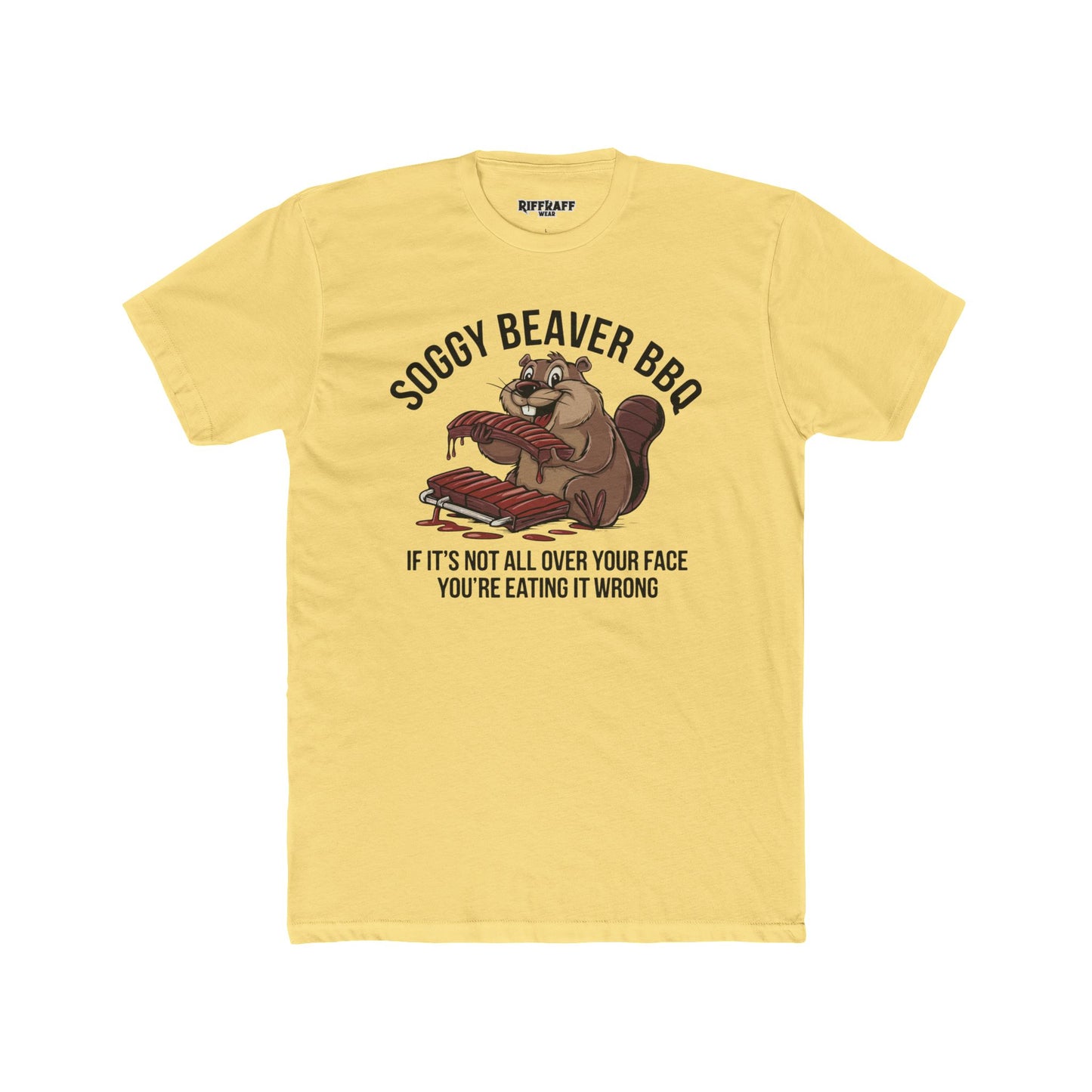 Soggy Beaver BBQ Unisex Cotton Crew Tee - Fun Foodie Shirt - Riff Raff Wear