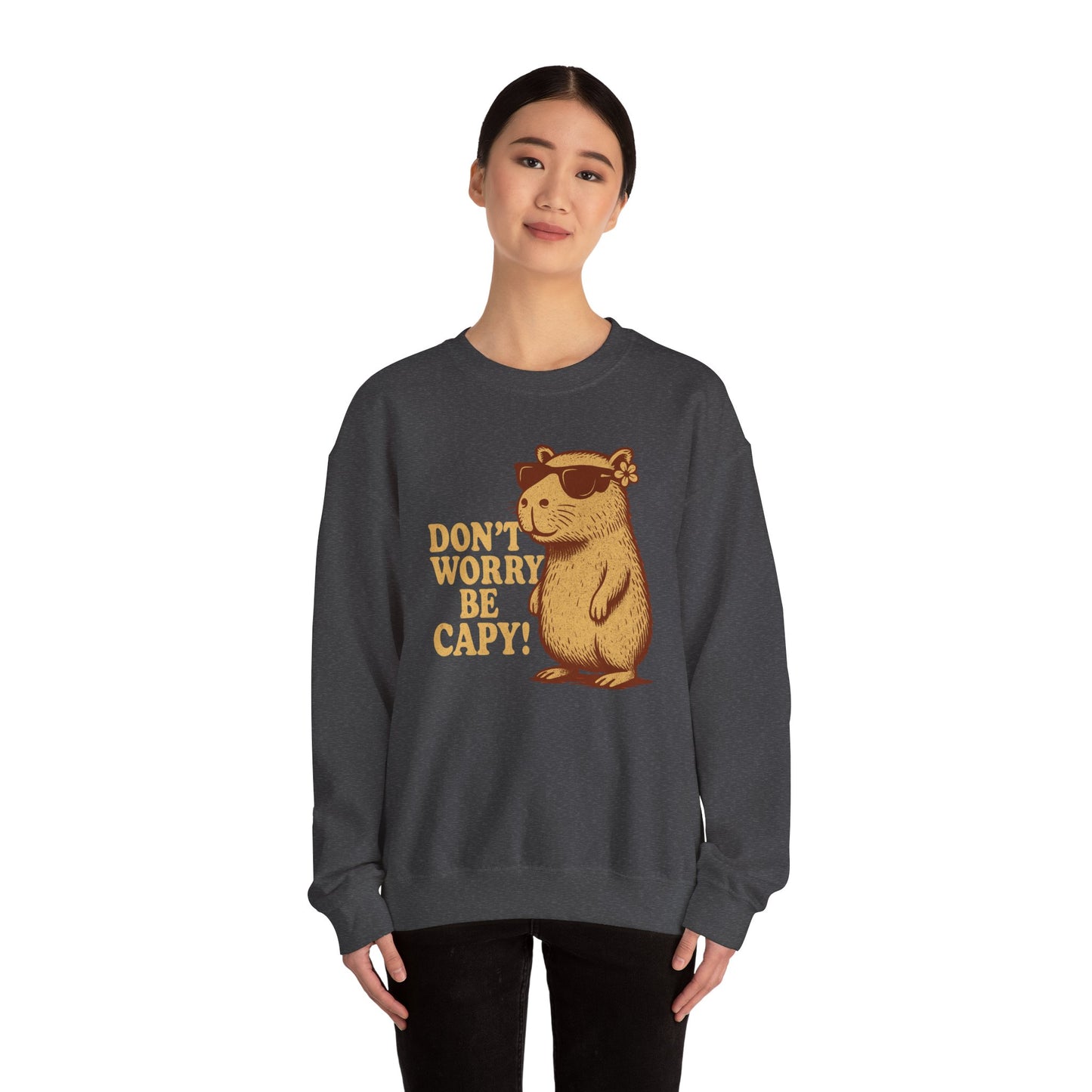 Don't Worry Be Capy! - Unisex Heavy Blend Crewneck Sweatshirt - Riff Raff Wear