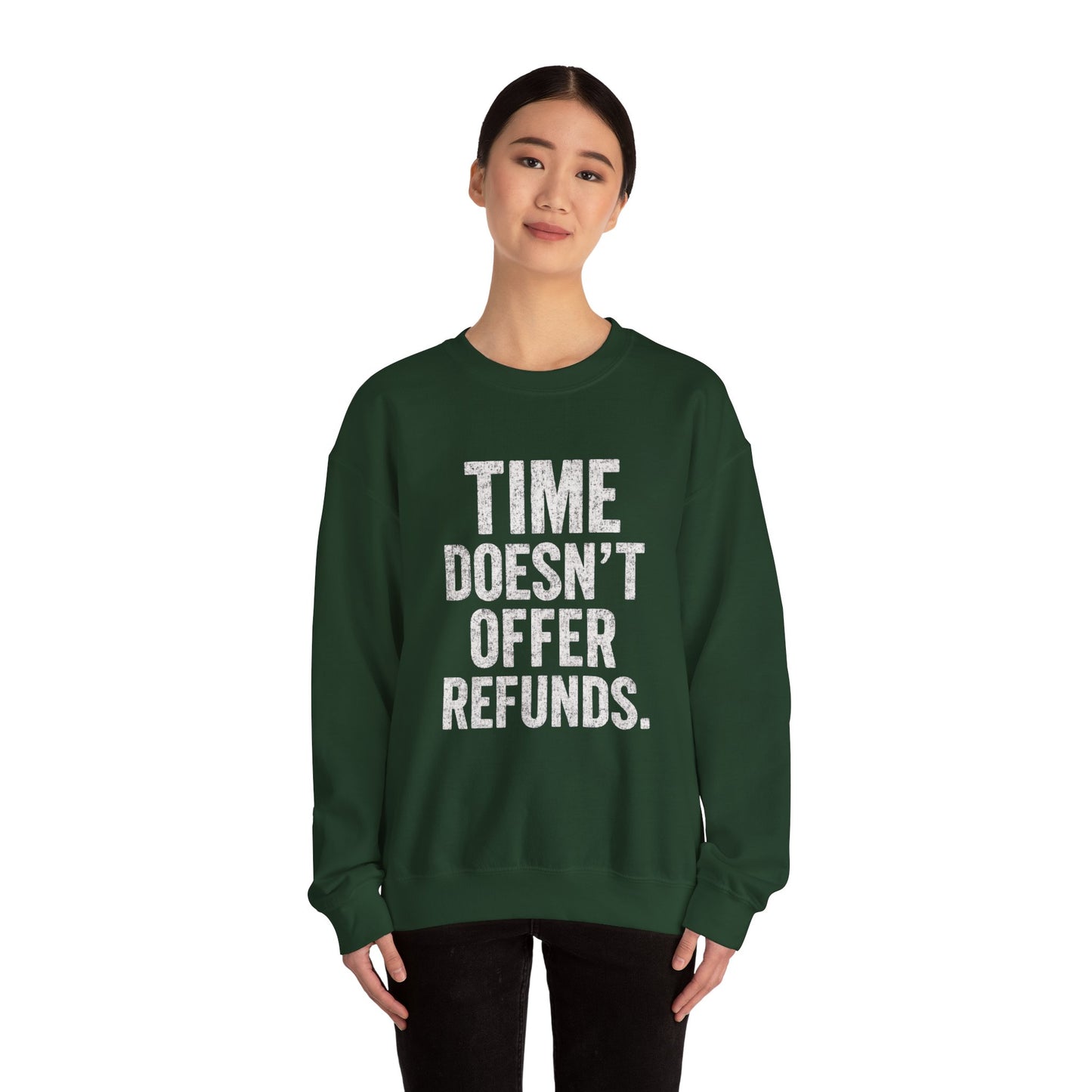 Unisex Crewneck Sweatshirt - "Time Doesn't Refund" - REBEL REPUBLIC - Riff Raff Wear