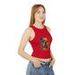 Colorful Bulldog Print Micro Rib Racer Tank Top - Riff Raff Wear