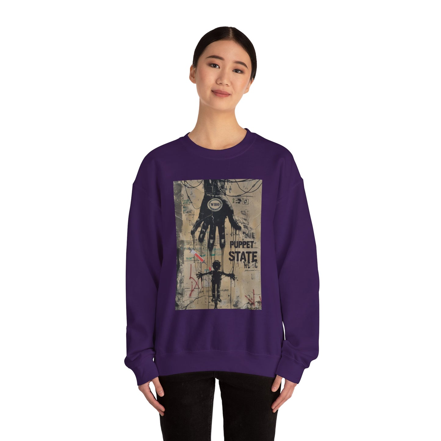 Artistic Puppet State Sweatshirt - Unisex Crewneck for Creative Souls - Riff Raff Wear
