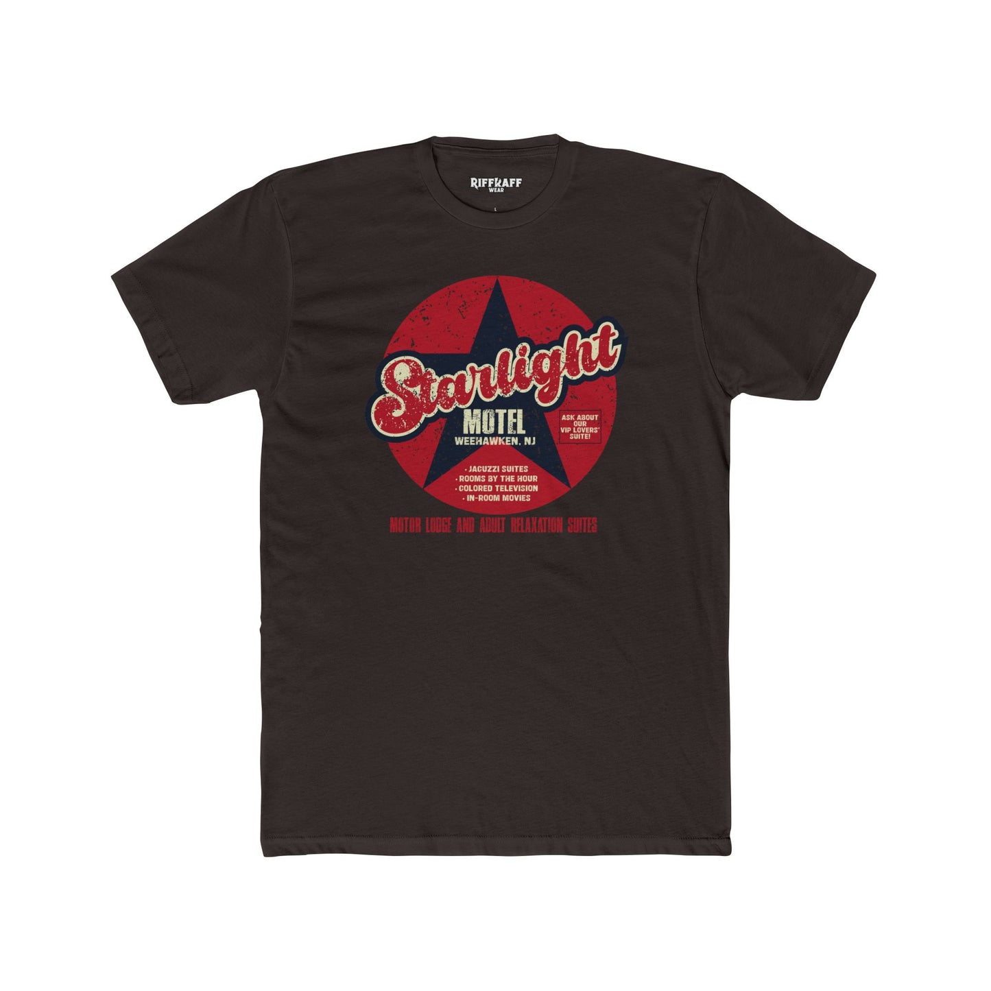 Vintage Starlight Motor Unisex Cotton Crew Tee - Hourly, Nightly, and Regretfully - Riff Raff Underground