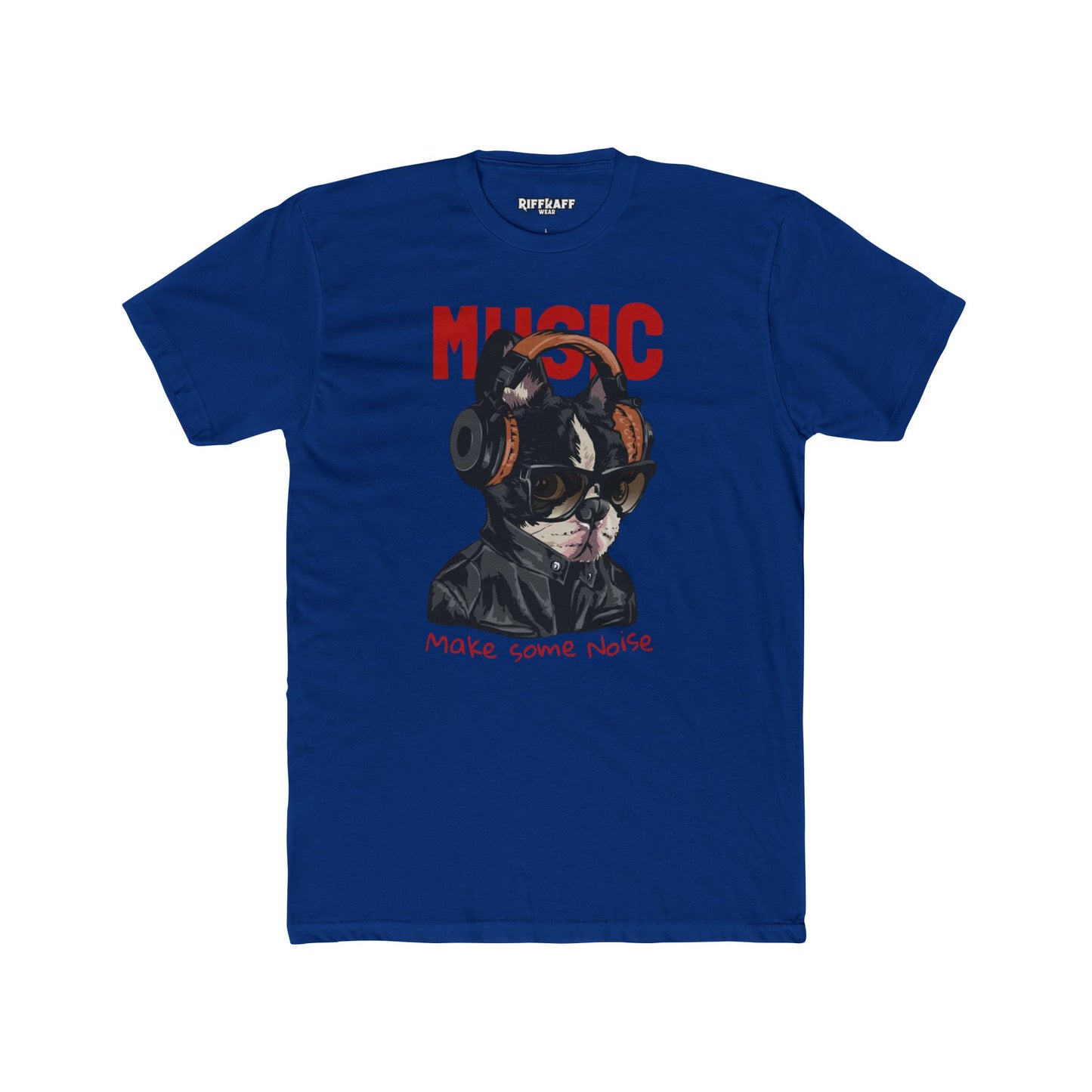 PetNique - Cool Dog Music Crew Tee - Unisex Cotton T-Shirt for Dog Lovers and Music Enthusiasts - Riff Raff Wear