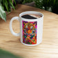 Riff Raff Wear Graphic Art Tiger Eating Ice Cream Ceramic Mug, (11oz, 15oz)
